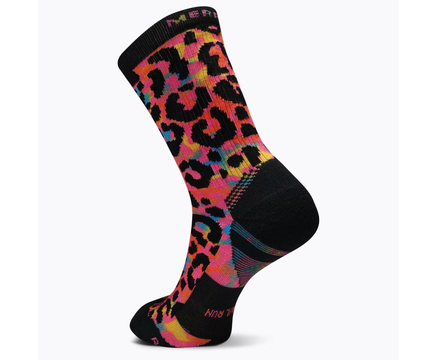 Merrell Women's Cushioned Trail Runner Leopard Print Crew Sock - Image 2
